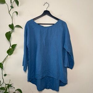 Terzo Millennio Light Blue Italian Linen Shirt Tunic - {Small}